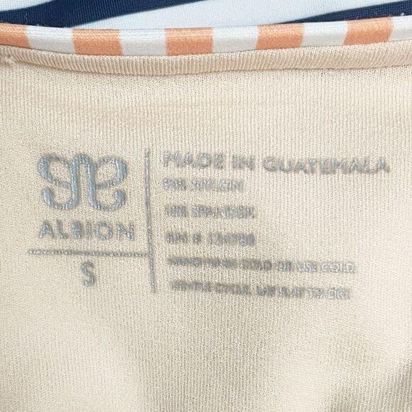 Albion Bombshell Seaglass One Piece Swimsuit Size Small Floral Stripe Zip Front - Picture 10 of 13